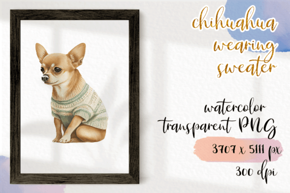 Download Chihuahua Wearing Sweater. Watercolour - Premium Bundle